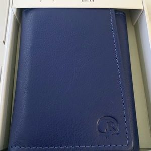 NIB Robert Graham Two Tone TriFold Wallet Blue and Teal